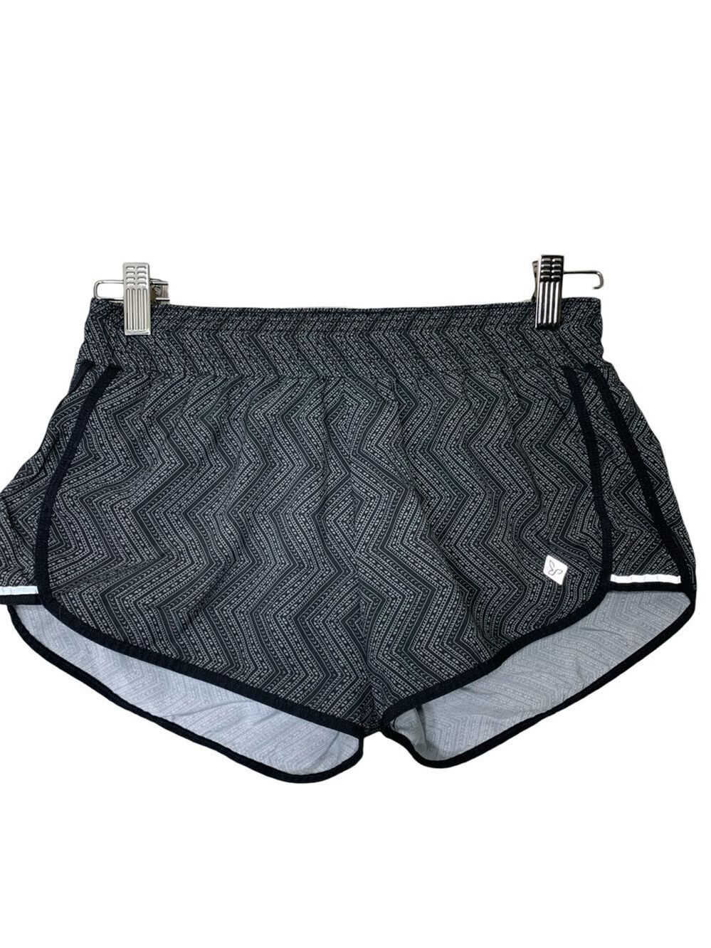 PrAna Running Shorts Built in lining Sz XS Black Gray Elastic Drawstring Waist